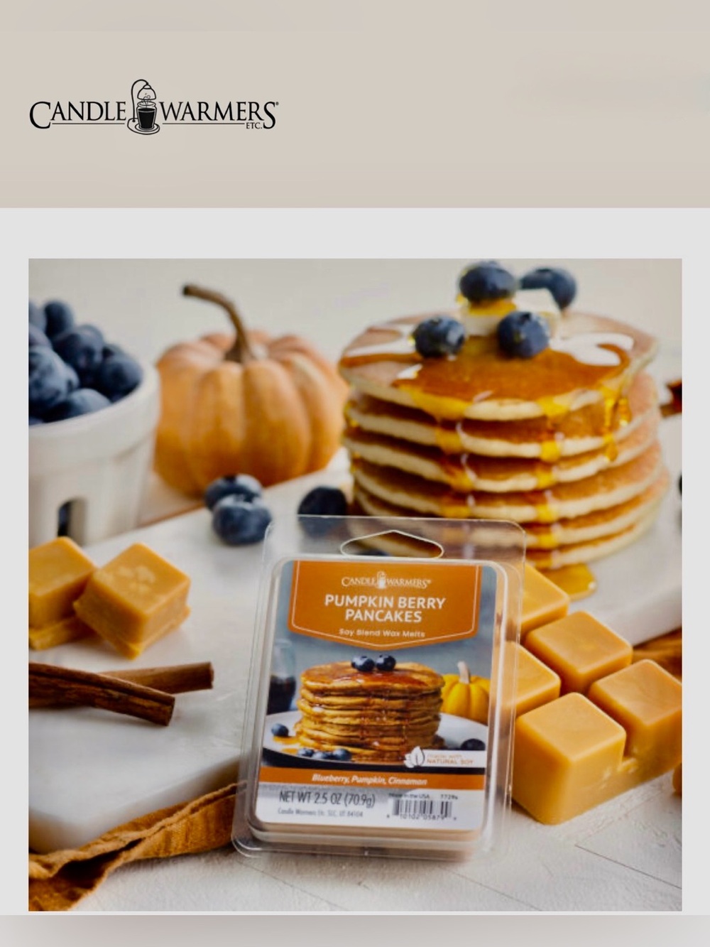 *new* Candle Warmers Etc. Pumpkin Berry Pancakes Soy Blend Wax Melts (pack of 2)